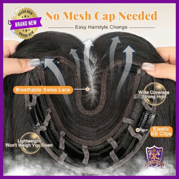 26 Inch Synthetic Hair Topper with Bangs for Thinning Hair main image 6